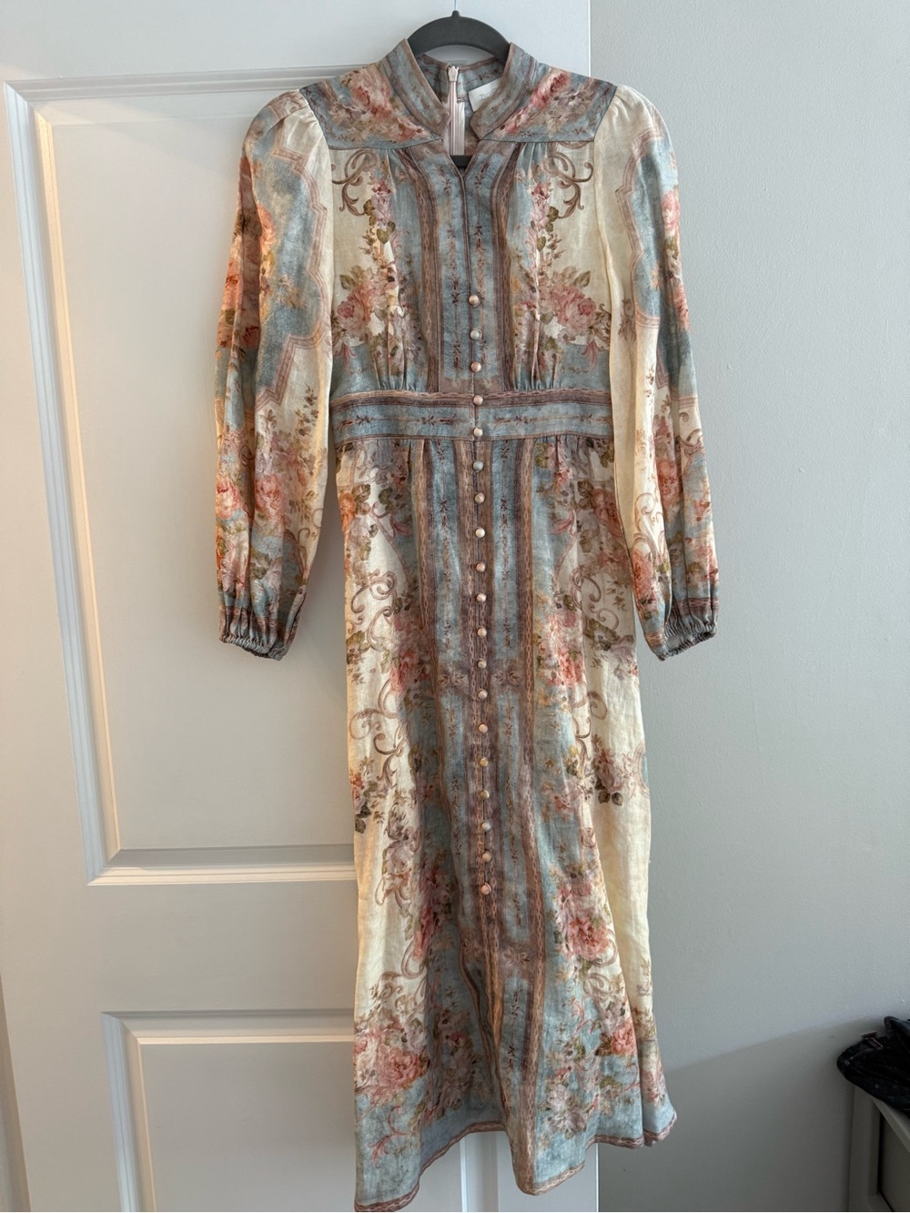 Zimmermann Cream and Pastel Blue Floral Midi Dress - Picture 4 of 4